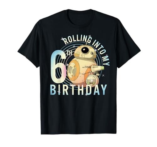 Star Wars BB-8 & D-O Rolling Into My 6th Birthday T-Shirt