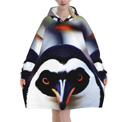 Couverture à capuche flanelle pingouin pour vos soirées cocooning canapé
