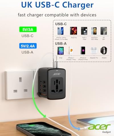 Acer Universal Travel Plug Adapter - International Power Adapter with 5 USB Port... 5 41AkLa5l4WL. AC
