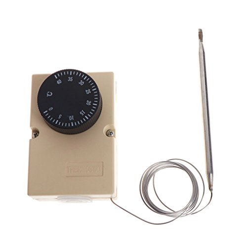 Kcnsieou AC220V 0-40°C Interruptor de temperatura capilar termostato controlador W caja impermeable