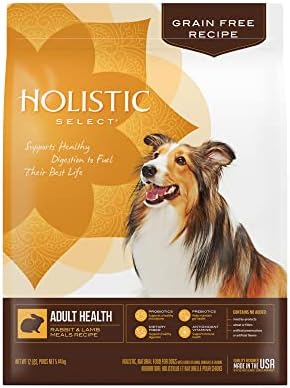 Holistic Select Natural Grain Free Dry Dog Food, Rabbit & Lamb Meals Recipe, 12-Pound Bag