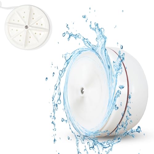 Imagen de FISHTEC Mini lavadora portátil Superficie con ventosa Ciclo automático 30 minutos Lavado de 1 kg de ropa Lavadora doble rotación y ultrasonidos para lavabo saltos y fregaderos Carga USB