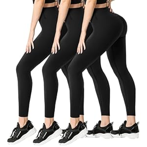 FULLSOFT 3 Pack Leggings for Women High Waisted Soft Black Yoga Pants for Workout Athletic Running Reg & Plus Size