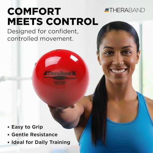 Image of THERABAND Soft Weight 3.3 Lb, 4.5 inch Medicine Ball, Weighted Exercise, Red