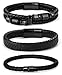 FIBO STEEL 3 PCS Magnetic-Clasp Leather Bracelets for Men Wrap Braided Leather Bracelets Wrist Cuff Bangle 8.0-8.5 Inch