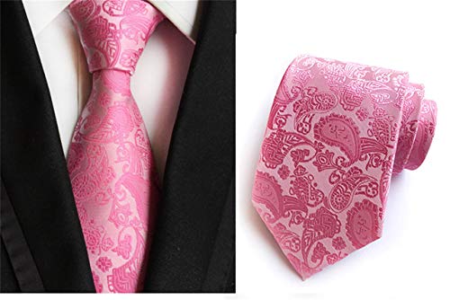 Lanfire Gravata masculina com estampa de caxemira floral jacquard de tecido de casamento clássica ma