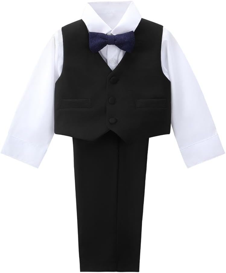 Dressy Daisy Baby Toddler Boys Tuxedo Suit Formal Wear Outfit Set with Bow Tie Size 12 Months to 4T for Wedding Birthday