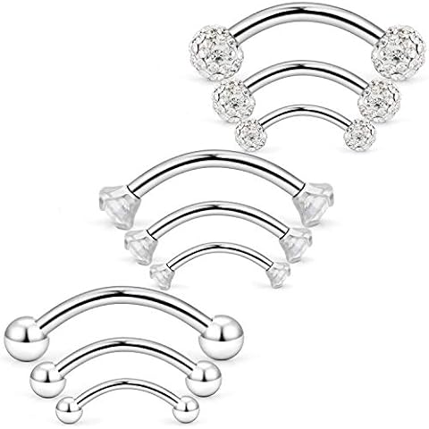 Dyknasz Eyebrow Barbell 16G Body Piercing Jewelry Cover