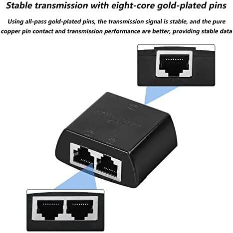 XMSJSIY Ethernet Splitter 1 to 2 RJ45 Couple Extender Connectors Adapter Female to Female Network LAN Divider with Lighting Protection 1 Pair- Don't use Single