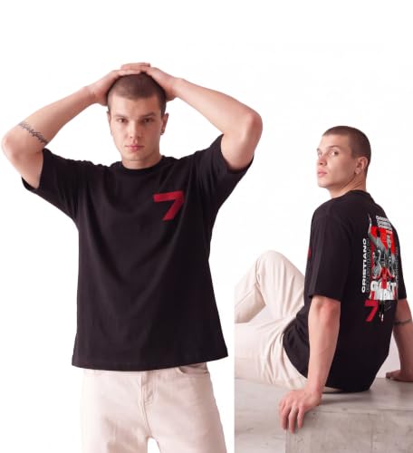 Image of Unisex Cotton Football Graphic Print Oversized Fit T-Shirt