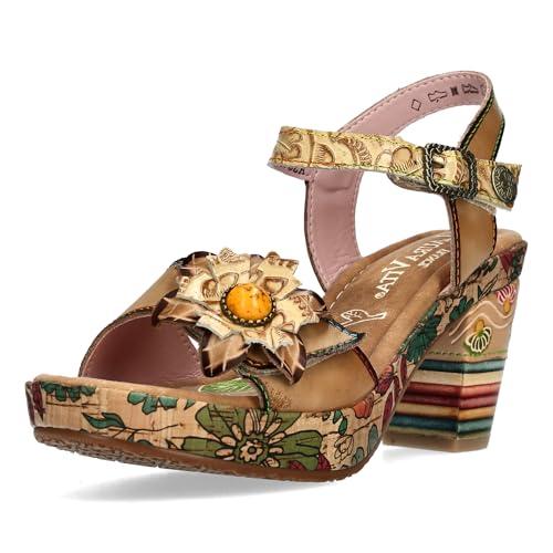 Laura Vita Sandalias Fashion de Cuero Mujer NELLAO 31, Talla:40 EU, Color:Beige