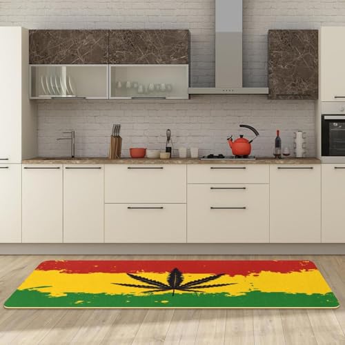 Tapis de cuisine antidérapants lot de 2 lavables motif feuille de chanvre pour couloir - 6