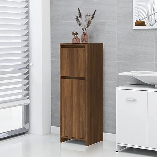 TANZEM Armario de Baño, Mueble Auxiliar Baño, Muebles para Baño, Armario Auxiliar Baño, Mueble Auxiliar, Madera contrachapada Roble marrón 30x30x95 cm