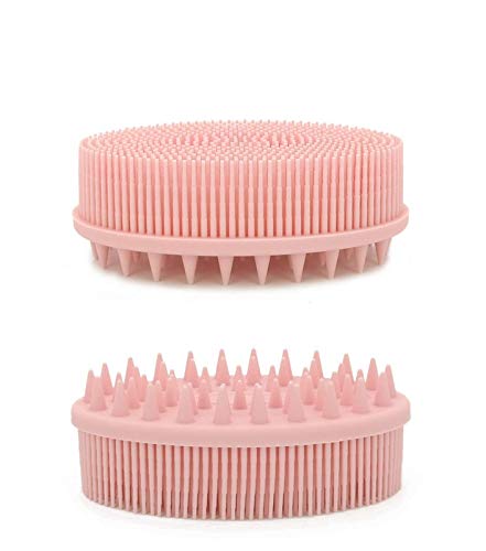 Loofah Body Scrubber Exfoliating Brush Dry Brush Silicone Body Brush- Silicone Loofah-Upgrade 2in1 Dandruff Brush And Skin Brush,Bath And Body Works-Body Scrubbers For Use In Shower (Pink)