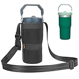 Desing Wish 20oz IceFlow Water Bottle Pouch for Stanley IceFlow Flip Straw Tumbler, Lycra Cloth Lightweight Foldable Water Bottle Holder with Strap for Walking, Hiking, Fitness, Travel - Black