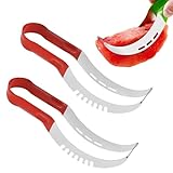 2Pcs Multifunctional Stainless Steel Fruit Slicer, 2-in-1 Stainless Steel Fruit Cutter, Watermelon Cutter Slicer Tool, Fruit Slicer Kitchen Gadget, Fruit Cutter Kitchen Gadget (Red)