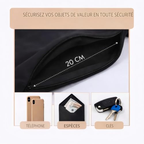 KARMA.DIEM Écharpe Infini de Voyage Antivol avec Poche Secrète Zippée – Sécurise Passeport, Smartphone et Argent – Tour de Cou Doux et Léger – Unisexe Homme et Femme (Beige) – vue 3