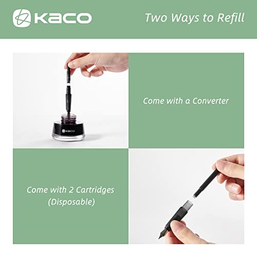 Kaco Sky Ii Fountain Pen, Extra Fine Nib With 2 Black Ink Cartridges And 1 Converter In Pp Box (Green, Extra Fine Point - Sky Ii) #TOP2