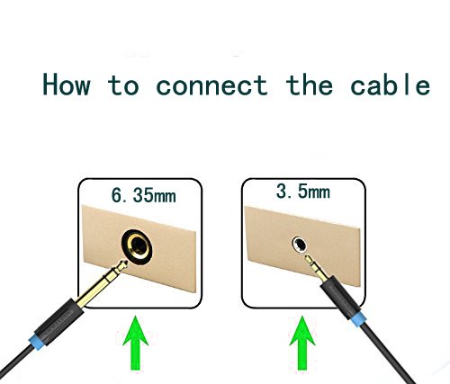 EVNSIX Audio Instrument Cable - 10FT 1/8" Male to 1/4" Male Aux Jack TRS Stereo Audio Cable for iPhone iPod Guitar Laptop Amplifier Microphone/24K 15U Gold Plated PVC Infection Molding Shell - Thumbnail 5