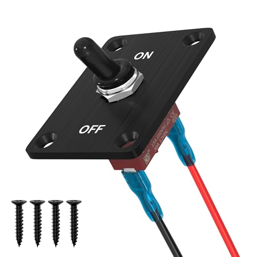 RVBOATPAT Heavy Duty Waterproof Toggle Switch 12V DC 30A 2 Pin SPST ON/Off Toggle Switch with...