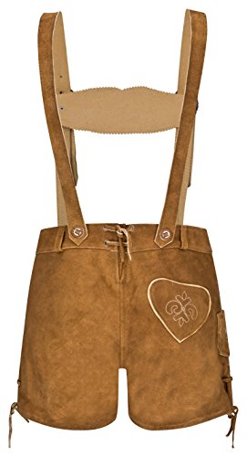 Dames 100% suède - klederdracht lederhose korte hotpants - lederhose - klederdracht lederhose dames kort - klederdracht lederhose dames lichtbruin - traditionele broek hotpants - Oktoberfest lederhose - lederhose - Afbeelding 3