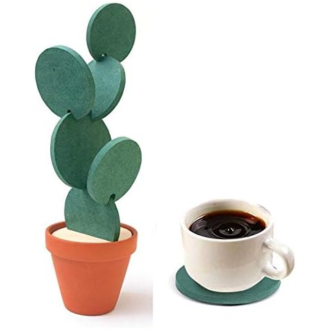 Nioslier Coasters Creative Cactus Shaped Design Set of 6 Pieces for Home Office Decor Cover