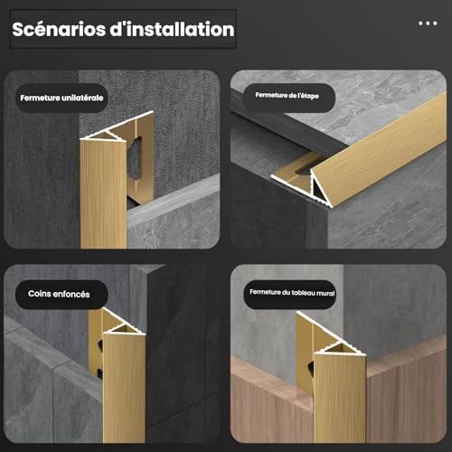 Profilé d’angle aluminium carrelage mural 10mm étanche bronze 90cm pack 3 - 7