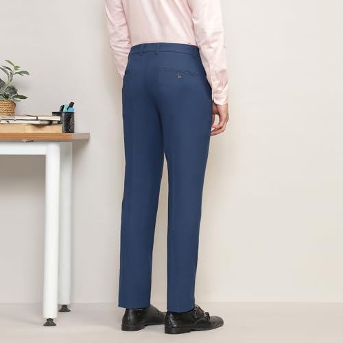 Image of SUBTRACT Men 4 Way Stretch Wrinkle Free Slim Fit Formal Trouser in with 2 Inch Flexible Waistband | Men's Trousers for Office Or Party