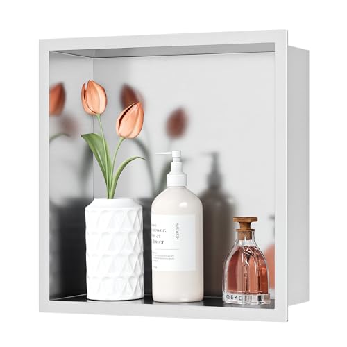 Qeke Wandnische aus 304 Edelstahl, Duschnische mit Rahmen, Unterputz-Nishce...