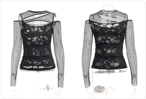 Goth T-Shirt Punk Crop Top Shirts for Women Going Out Tops4