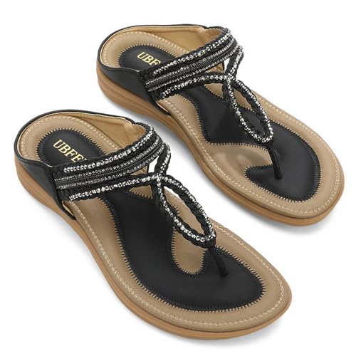 Image of UBFEN Womens Slides Walking Sandals Comfortable Platform Slip On Dressy Summer