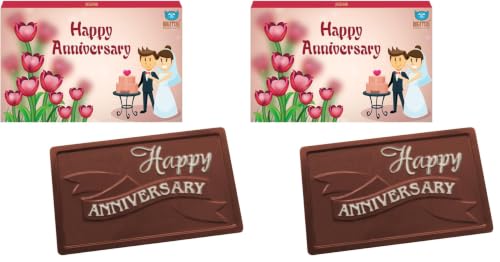 Image of BOGATCHI Happy Anniversary Dark Chocolate Box, Greetings, Dark Chocolates, Love Chocolates, Premium Chocolates, 70 g (Pack of 2)