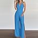 Jumpsuits for Juniors Summer Fall Sleeveless V Neck Modest Wrap Criss Cross Jumpsuits Coats One Piece Women 2025 Fashion Y2K Sky Blue