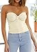 EFAN Womens Tube Tops Summer Outfits Cute Crop Tops 2026 Beach Vacation Spring Fashion Y2K Strapless Sleeveless Clothes Beige L