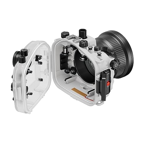 Image of Professional Waterproof Camera Housing Case Compatible with Sony A7iii A7riii, 40M /130FT Depth Underwater Protection (White, Standard Port)