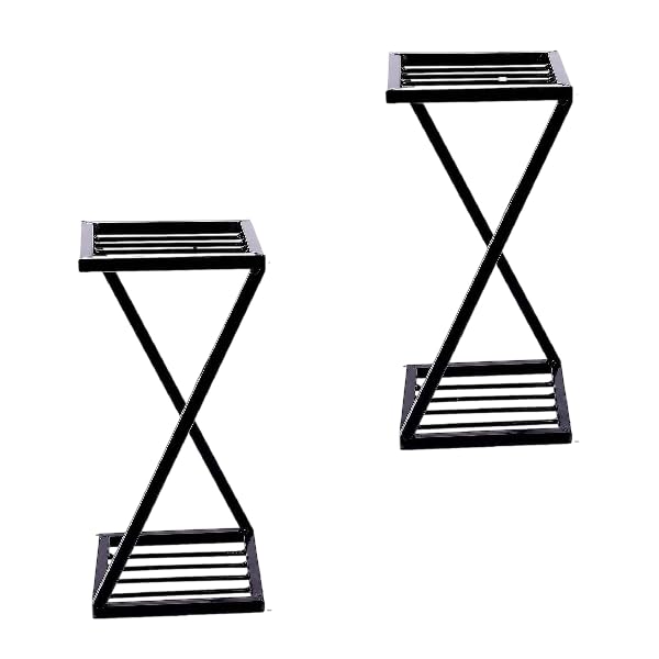 Image of ELEVATING EVERYDAY LIVING Stylish Metal Plant Stand (New Z Shape X Shape) (Set of 1, 40 Cm) | Strong Legs Perfect Metal Stand for Planter Indoor And Outdoor, Pack -2