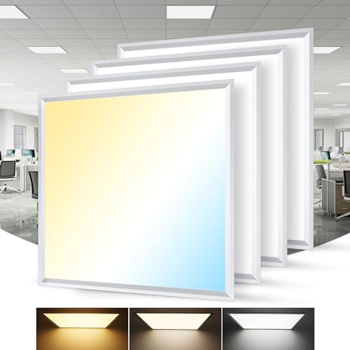 Aphyni 2x2 LED Flat Panel Light - 50W 3000K/4000K/5000K Change Color by Dimmer 10%-100% Triac Dimming LED Drop Ceiling Lights 5500LM Commercial Fixture for Office ETL/DLC (4 Pack)