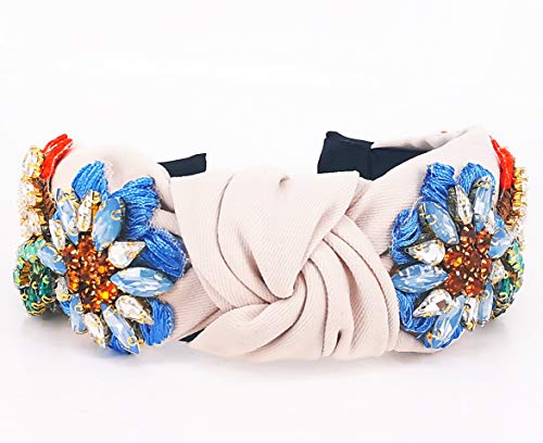 Qtmy Rhinestone Crystal Headbands For Women,Hair Hoop Accessories Headwear Jewelry,522Beige #TOP6