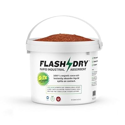 FlashDry Super Spill Absorbent, 5L Bucket with Dispenser Lid, 100% Organic Coco Coir, Landfill Safe, OSHA Approved, Ideal for Absorbing Oil, Paint, Grease in Garages, Kitchens, Janitor Kits