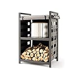 Solo Stove Station 4.4ft with UV Coated Cover Aluminum Firewood Rack for Fire Pits, Patio Logs, and...
