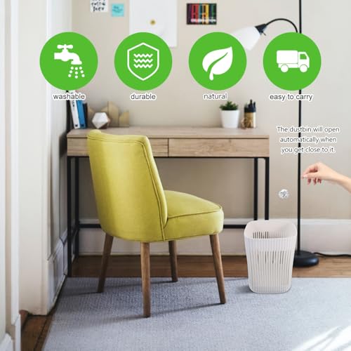 Caneca de basura rectangular blanca para hogar y cocina miniatura 6