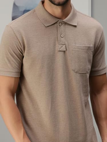 Image of Lux Cozi Men's T-Shirt with Chest Pocket | Polo T-Shirt for Man | Plain Casual Stylish | Half Sleeve| Cotton Blend Collar Polo T-Shirts for Men