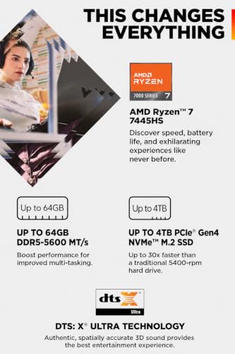 Image of HP Victus 15.6 inch Gaming Laptop, AMD Ryzen 7 7445HS CPU, NVIDIA GeForce RTX 4050 6GB GPU, FHD 144Hz IPS, 16GB DDR5 RAM, 512GB SSD, HDMI, USB-C, RJ-45, Wi-Fi 6, Backlit Keyboard, Windows 11, Mica Silver