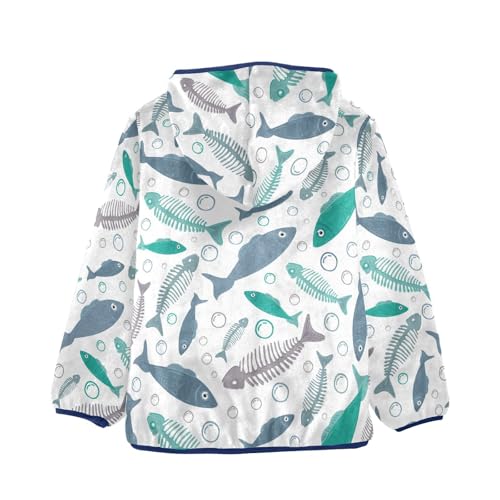 Fish and Skeletons Of Floating Fish Girls Fleece Jacket Girls Fall Jacket Girls Zip Up Hoodie Girls Sherpa Jacket 2-10T2