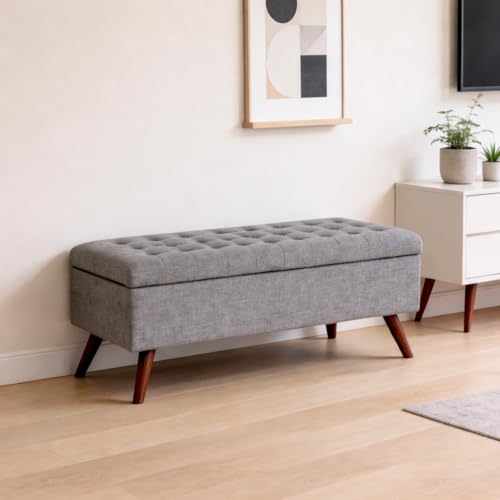 Image of HomePop 48 inch Modern Tufted Storage Bench - Medium Gray