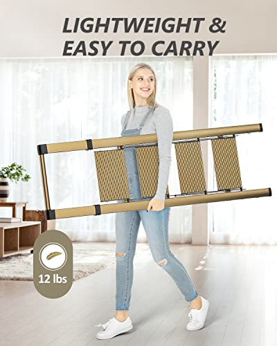 4 Step Ladder, Folding Step Stool With Anti-Slip Wide Sturdy Pedal And Handgrip, Portable Lightweight Aluminum Stepladder, 330 Lbs Capacity, Multi-Use For Home, Library, Office, Garage - Brown Gold 1 #TOP4