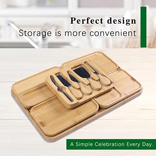 Ocstrade Cheese Board Set Large Charcuterie Board Cheese Platter Charcuterie Serving Tray Bamboo Cheesee Board With Knife Set-Ideal Mom Birthday Gifts,Housewarming Gift,Wedding Gift For Couple #TOP1