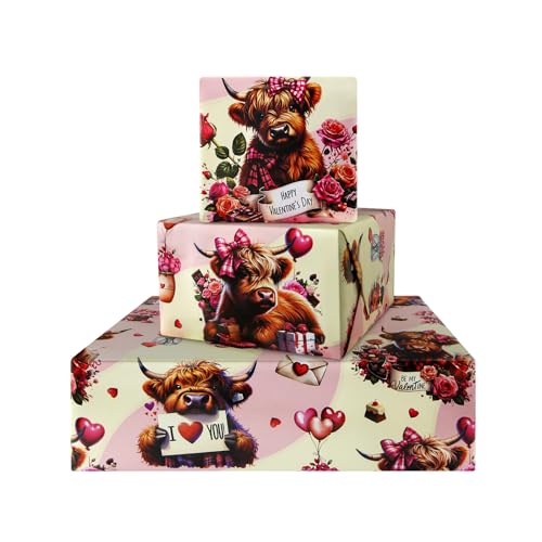 Papier cadeau mariage et anniversaire 50x70 cm motif vache Highlands
