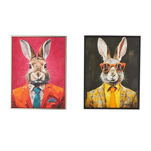 Deco 79 Canvas Rabbit Living Room Framed Wall Art Business