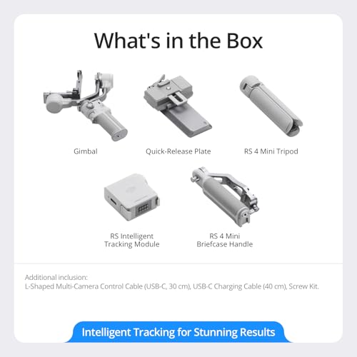 The DJI RS 4 Mini Combo kit including the Briefcase Handle and Tracking Module